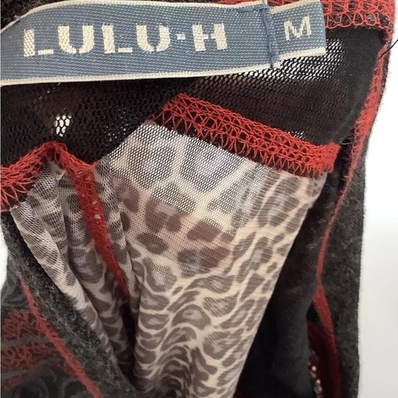 LULU H Sz M Y2K Mesh Crochet Zip Blouse Multicolor Long Sleeve 00's Style - Picture 5 of 5